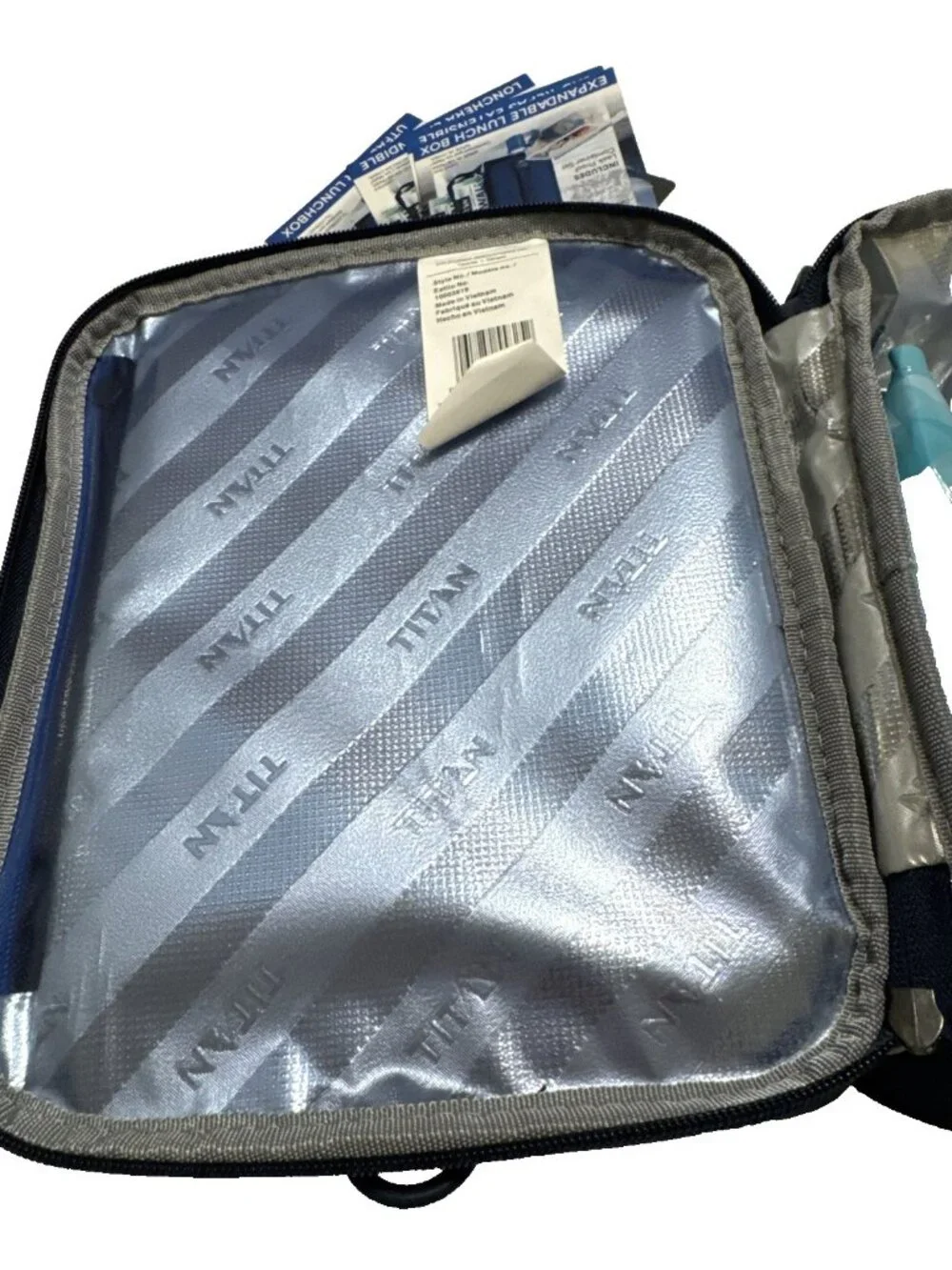 Titan Arctic Zone Zip Expandable Lunch Box 2 Ice Walls Container Set Blue